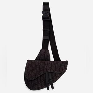 Christian Dior 2019 Black Oblique Mens Saddle Bag
